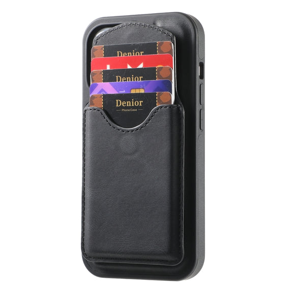 For iPhone 16 Pro Max Denior D20 Skin Feel MagSafe Holder Detachable Card Slot Phone Case(Black)