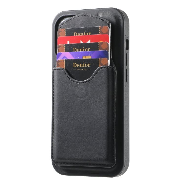 For iPhone 16 Pro Max Denior D20 Skin Feel MagSafe Holder Detachable Card Slot Phone Case(Black)