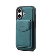 For iPhone 16 Denior D20 Skin Feel MagSafe Holder Detachable Card Slot Phone Case(Blue)