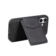 For iPhone 16 Denior D20 Skin Feel MagSafe Holder Detachable Card Slot Phone Case(Black)
