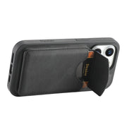 For iPhone 15 Denior D20 Skin Feel MagSafe Holder Detachable Card Slot Phone Case(Black)