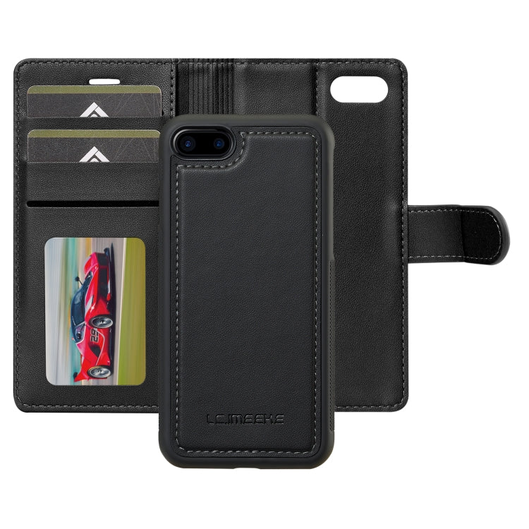 For iPhone 7 / 8 / SE 2020 2022 LC.IMEEKE L2 Series Detachable Magsafe PU Phone Case with Lanyard(Black)