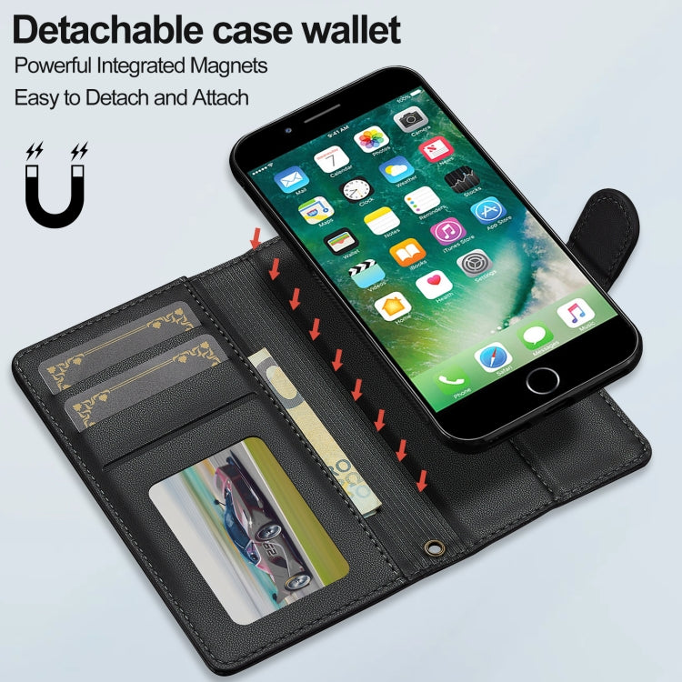 For iPhone 7 / 8 / SE 2020 2022 LC.IMEEKE L2 Series Detachable Magsafe PU Phone Case with Lanyard(Black)
