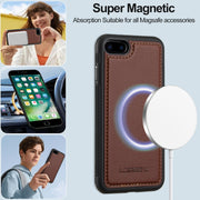 For iPhone 7 / 8 / SE 2020 2022 LC.IMEEKE L2 Series Detachable Magsafe PU Phone Case with Lanyard(Brown)