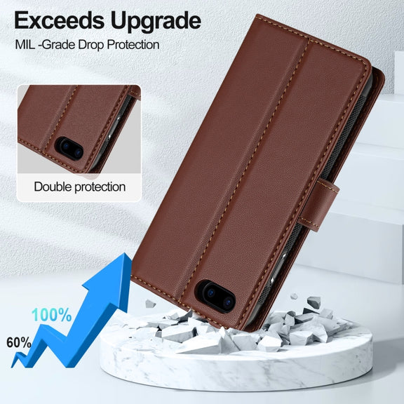 For iPhone 7 / 8 / SE 2020 2022 LC.IMEEKE L2 Series Detachable Magsafe PU Phone Case with Lanyard(Brown)