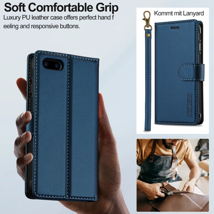 For iPhone 7 / 8 / SE 2020 2022 LC.IMEEKE L2 Series Detachable Magsafe PU Phone Case with Lanyard(Blue)