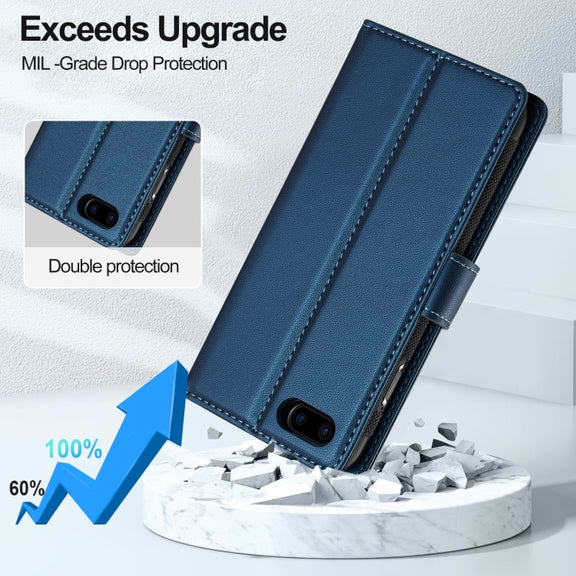 For iPhone 7 / 8 / SE 2020 2022 LC.IMEEKE L2 Series Detachable Magsafe PU Phone Case with Lanyard(Blue)
