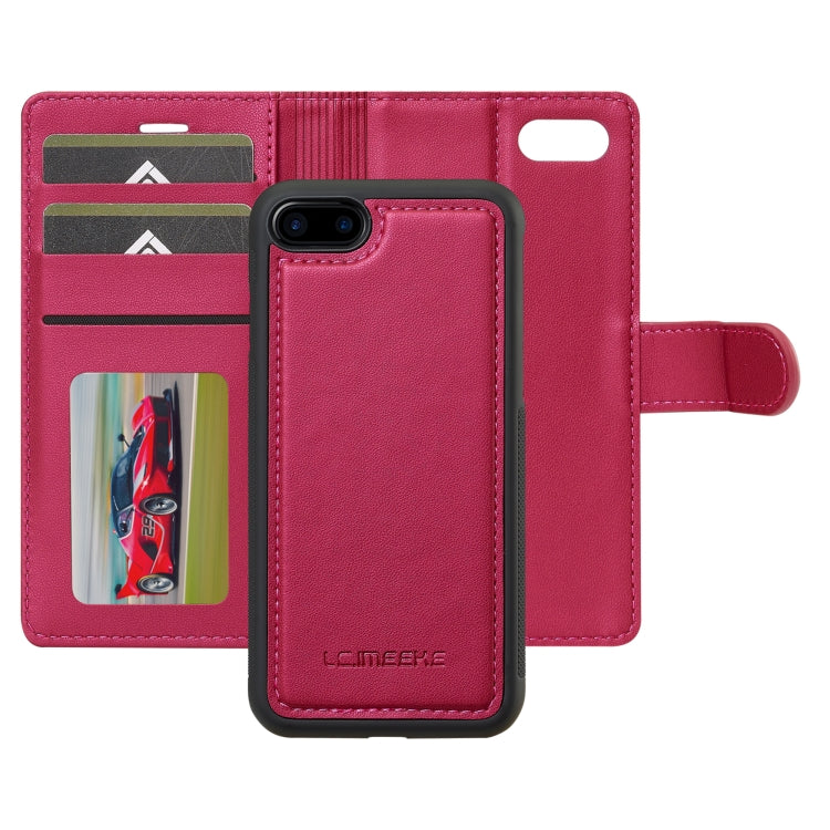 For iPhone 7 / 8 / SE 2020 2022 LC.IMEEKE L2 Series Detachable Magsafe PU Phone Case with Lanyard(Red)