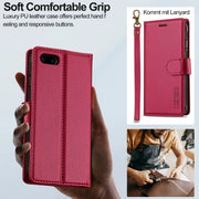 For iPhone 7 / 8 / SE 2020 2022 LC.IMEEKE L2 Series Detachable Magsafe PU Phone Case with Lanyard(Red)