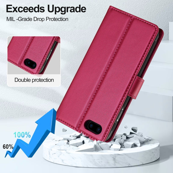 For iPhone 7 / 8 / SE 2020 2022 LC.IMEEKE L2 Series Detachable Magsafe PU Phone Case with Lanyard(Red)
