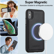 For iPhone X / XS LC.IMEEKE L2 Series Detachable Magsafe PU Phone Case with Lanyard(Black)