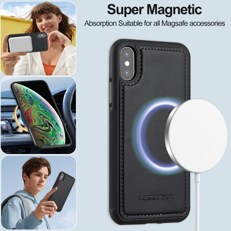 For iPhone X / XS LC.IMEEKE L2 Series Detachable Magsafe PU Phone Case with Lanyard(Black)