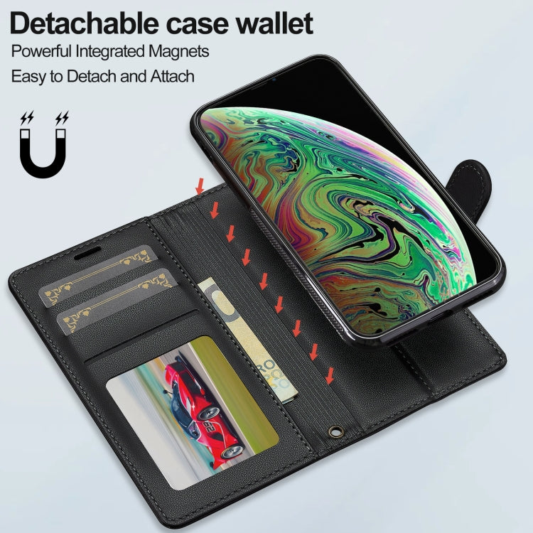 For iPhone X / XS LC.IMEEKE L2 Series Detachable Magsafe PU Phone Case with Lanyard(Black)