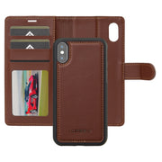 For iPhone X / XS LC.IMEEKE L2 Series Detachable Magsafe PU Phone Case with Lanyard(Brown)