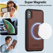 For iPhone X / XS LC.IMEEKE L2 Series Detachable Magsafe PU Phone Case with Lanyard(Brown)