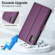 For iPhone X / XS LC.IMEEKE L2 Series Detachable Magsafe PU Phone Case with Lanyard(Purple)