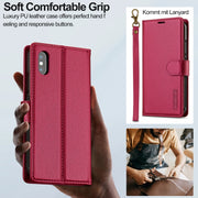 For iPhone X / XS LC.IMEEKE L2 Series Detachable Magsafe PU Phone Case with Lanyard(Red)