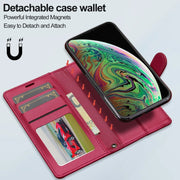 For iPhone X / XS LC.IMEEKE L2 Series Detachable Magsafe PU Phone Case with Lanyard(Red)