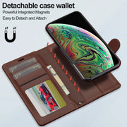 For iPhone XR LC.IMEEKE L2 Series Detachable Magsafe PU Phone Case with Lanyard(Brown)