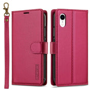 For iPhone XR LC.IMEEKE L2 Series Detachable Magsafe PU Phone Case with Lanyard(Red)
