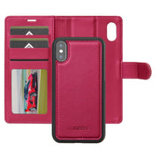 For iPhone XR LC.IMEEKE L2 Series Detachable Magsafe PU Phone Case with Lanyard(Red)
