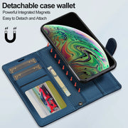 For iPhone XS Max LC.IMEEKE L2 Series Detachable Magsafe PU Phone Case with Lanyard(Blue)