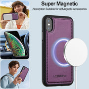 For iPhone XS Max LC.IMEEKE L2 Series Detachable Magsafe PU Phone Case with Lanyard(Purple)
