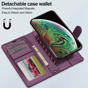 For iPhone XS Max LC.IMEEKE L2 Series Detachable Magsafe PU Phone Case with Lanyard(Purple)