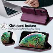 For iPhone XS Max LC.IMEEKE L2 Series Detachable Magsafe PU Phone Case with Lanyard(Purple)