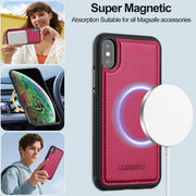 For iPhone XS Max LC.IMEEKE L2 Series Detachable Magsafe PU Phone Case with Lanyard(Red)