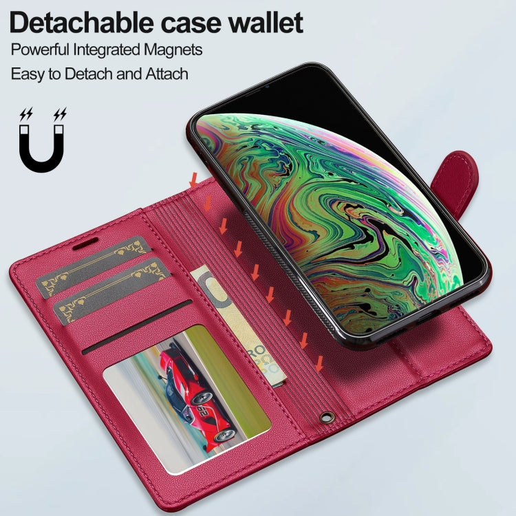 For iPhone XS Max LC.IMEEKE L2 Series Detachable Magsafe PU Phone Case with Lanyard(Red)