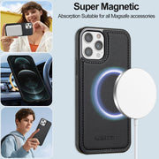 For iPhone 12 / 12 Pro LC.IMEEKE L2 Series Detachable Magsafe PU Phone Case with Lanyard(Black)