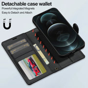 For iPhone 12 / 12 Pro LC.IMEEKE L2 Series Detachable Magsafe PU Phone Case with Lanyard(Black)