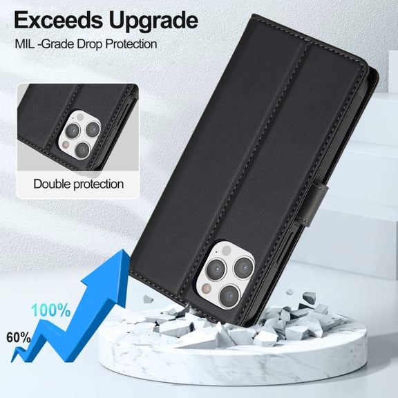 For iPhone 12 / 12 Pro LC.IMEEKE L2 Series Detachable Magsafe PU Phone Case with Lanyard(Black)