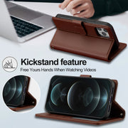 For iPhone 12 / 12 Pro LC.IMEEKE L2 Series Detachable Magsafe PU Phone Case with Lanyard(Brown)