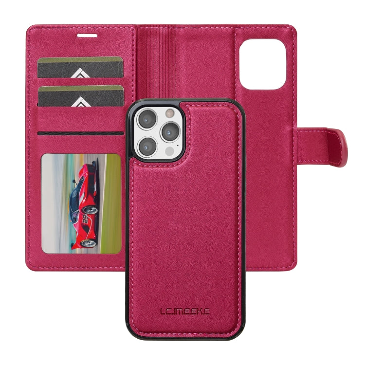 For iPhone 12 / 12 Pro LC.IMEEKE L2 Series Detachable Magsafe PU Phone Case with Lanyard(Red)