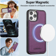 For iPhone 12 Pro Max LC.IMEEKE L2 Series Detachable Magsafe PU Phone Case with Lanyard(Purple)