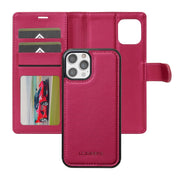 For iPhone 14 Pro Max LC.IMEEKE L2 Series Detachable Magsafe PU Phone Case with Lanyard(Red)