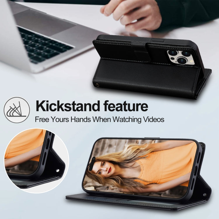 For iPhone 13 Pro Max LC.IMEEKE L2 Series Detachable Magsafe PU Phone Case with Lanyard(Black) - free shipping - PMC Jewellery - Order now!
