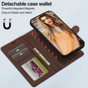 For iPhone 13 Pro LC.IMEEKE L2 Series Detachable Magsafe PU Phone Case with Lanyard(Brown)
