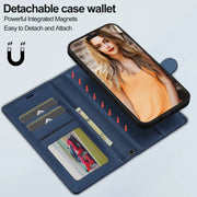 For iPhone 13 Pro LC.IMEEKE L2 Series Detachable Magsafe PU Phone Case with Lanyard(Blue)