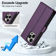 For iPhone 13 Pro LC.IMEEKE L2 Series Detachable Magsafe PU Phone Case with Lanyard(Purple)