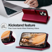 For iPhone 13 Pro LC.IMEEKE L2 Series Detachable Magsafe PU Phone Case with Lanyard(Red)