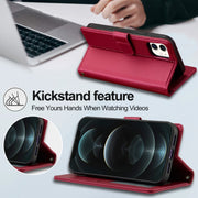 For iPhone 14 LC.IMEEKE L2 Series Detachable Magsafe PU Phone Case with Lanyard(Red)