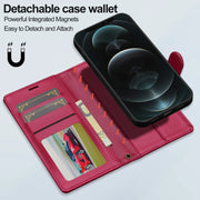 For iPhone 14 LC.IMEEKE L2 Series Detachable Magsafe PU Phone Case with Lanyard(Red)