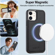 For iPhone 11 LC.IMEEKE L2 Series Detachable Magsafe PU Phone Case with Lanyard(Black)