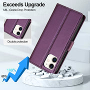 For iPhone 11 LC.IMEEKE L2 Series Detachable Magsafe PU Phone Case with Lanyard(Purple)