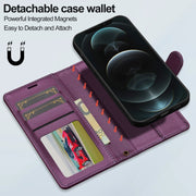 For iPhone 11 LC.IMEEKE L2 Series Detachable Magsafe PU Phone Case with Lanyard(Purple)