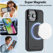 For iPhone 16 Pro LC.IMEEKE L2 Series Detachable Magsafe PU Phone Case with Lanyard(Black)