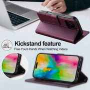 For iPhone 16 Pro LC.IMEEKE L2 Series Detachable Magsafe PU Phone Case with Lanyard(Purple)